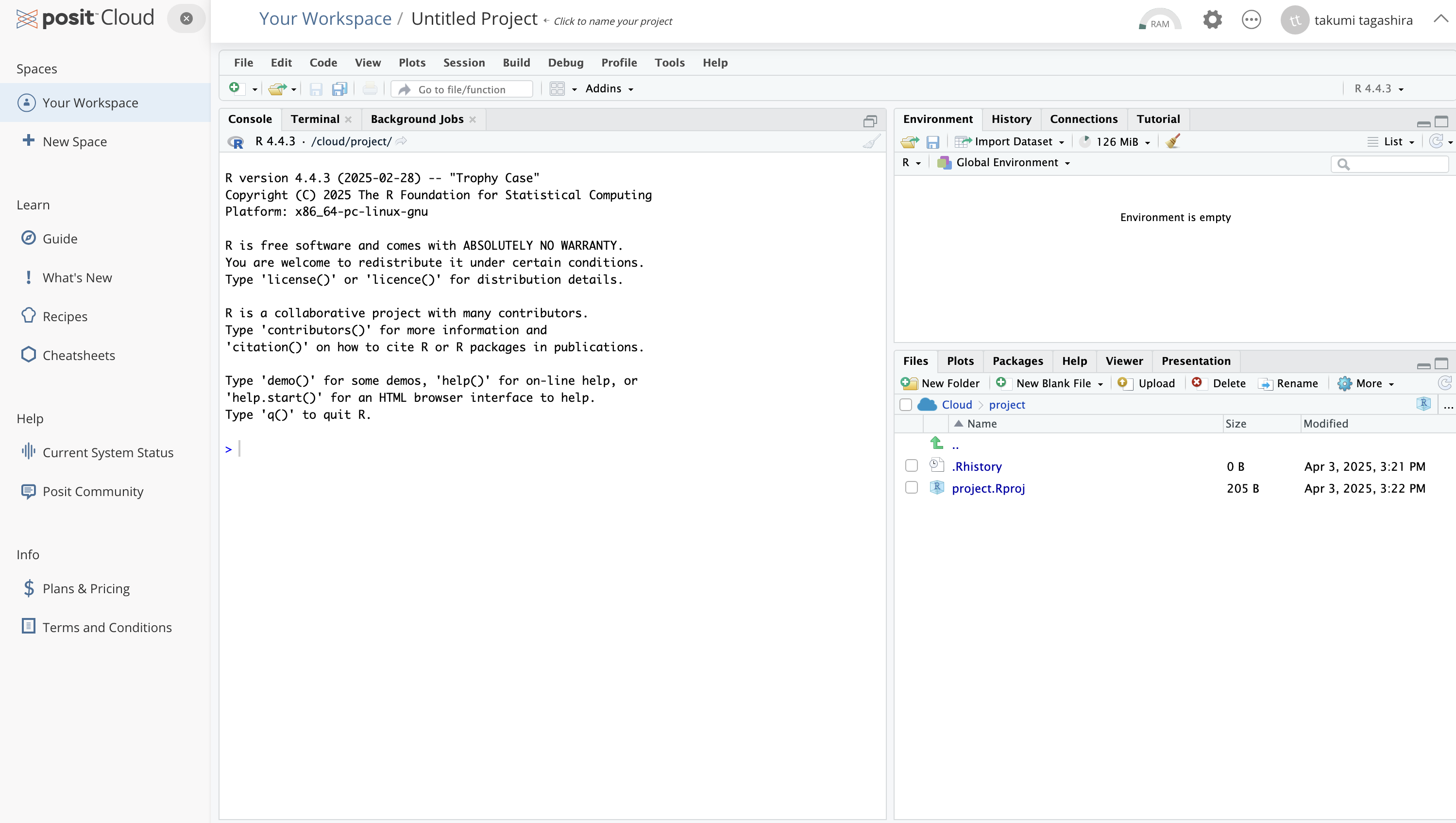 新しいRstudio 画面